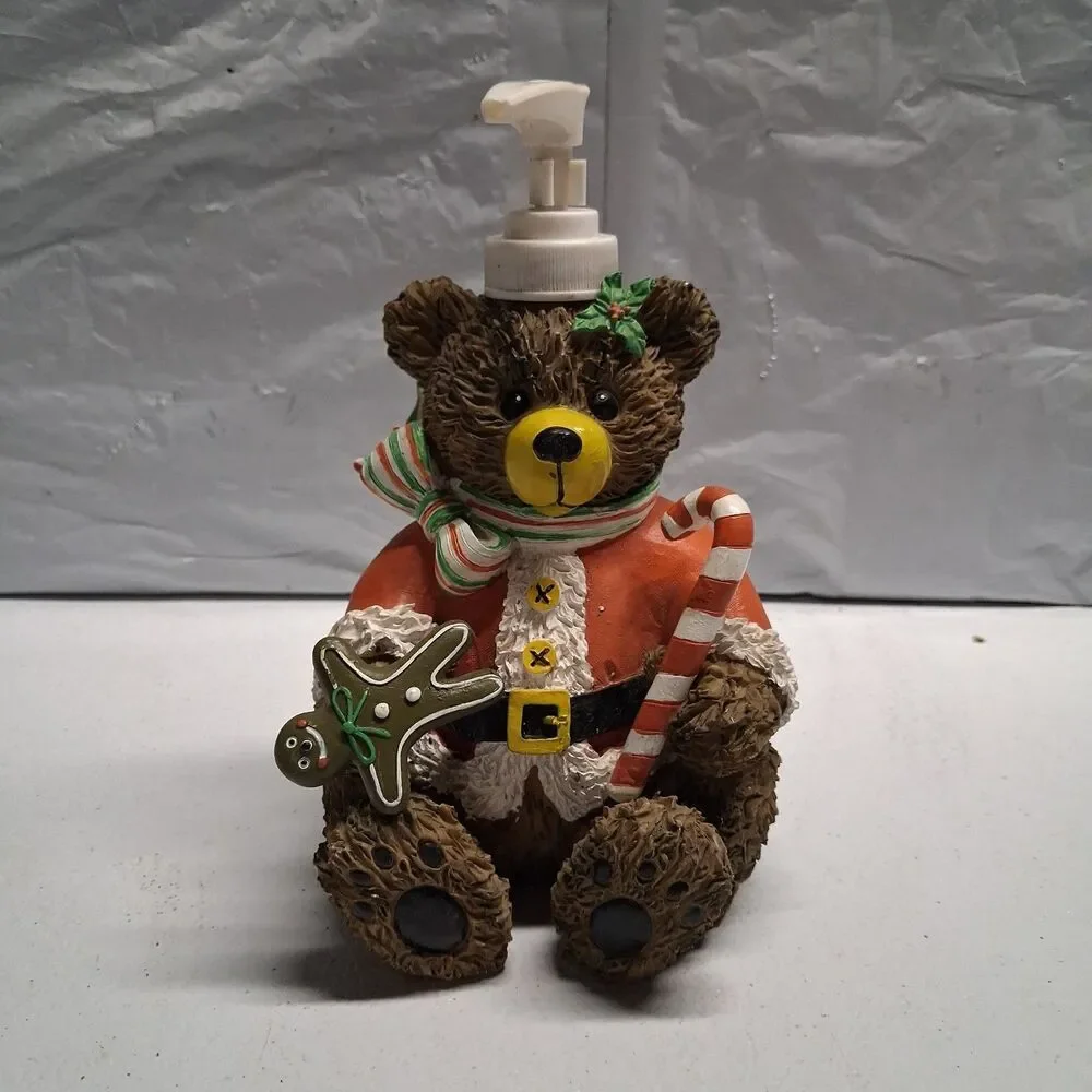 Bear With Candy Cane Lotion Or Soap Dispenser 1990s